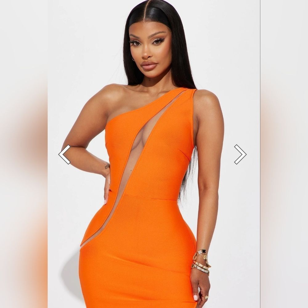 Fashion Nova‎ Sloan Orange Bandage Maxi Dress – NWT Size S - Picture 3 of 12